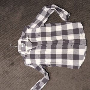 Men's Black and white long sleeve flannel shirt